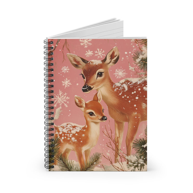 Pink Snow and Deer Christmas Sprial Notebook