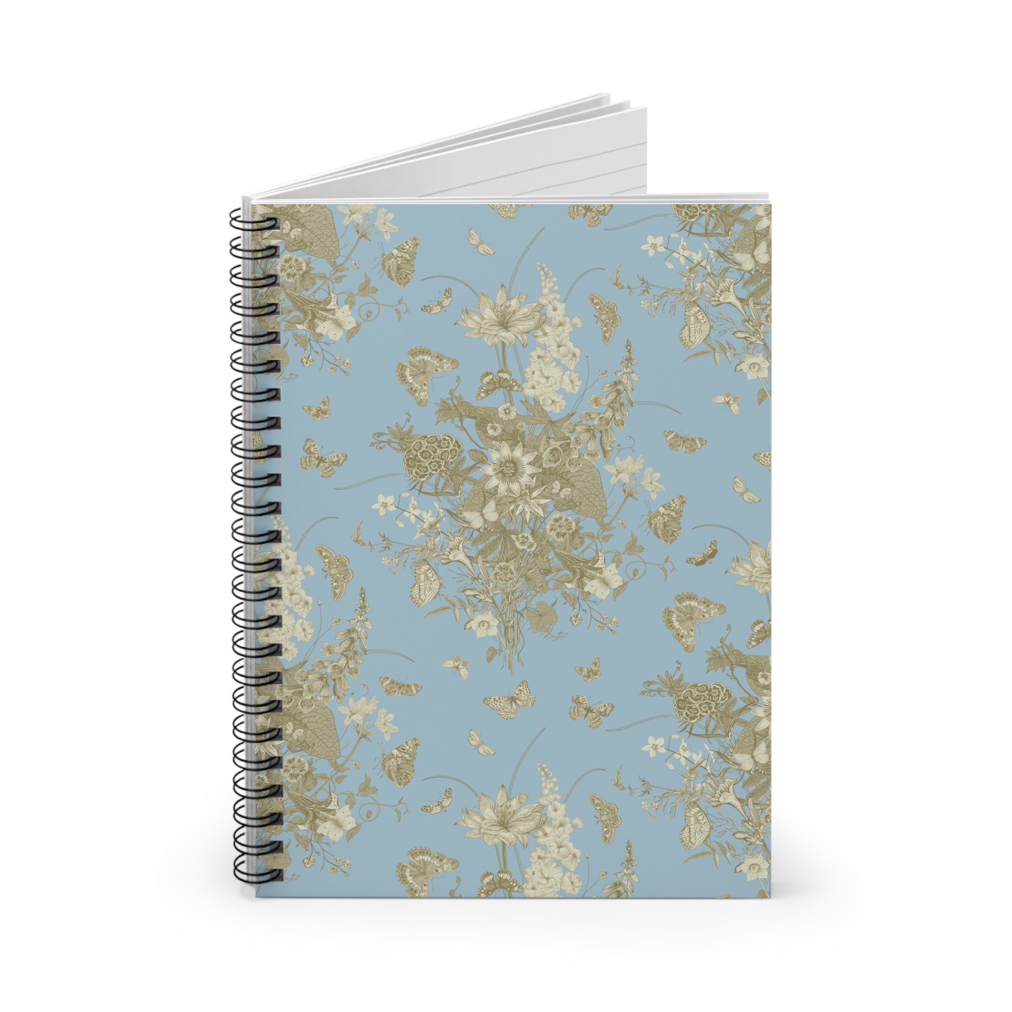 Vintage Garden Blue and Gold Flowers Spiral Notebook