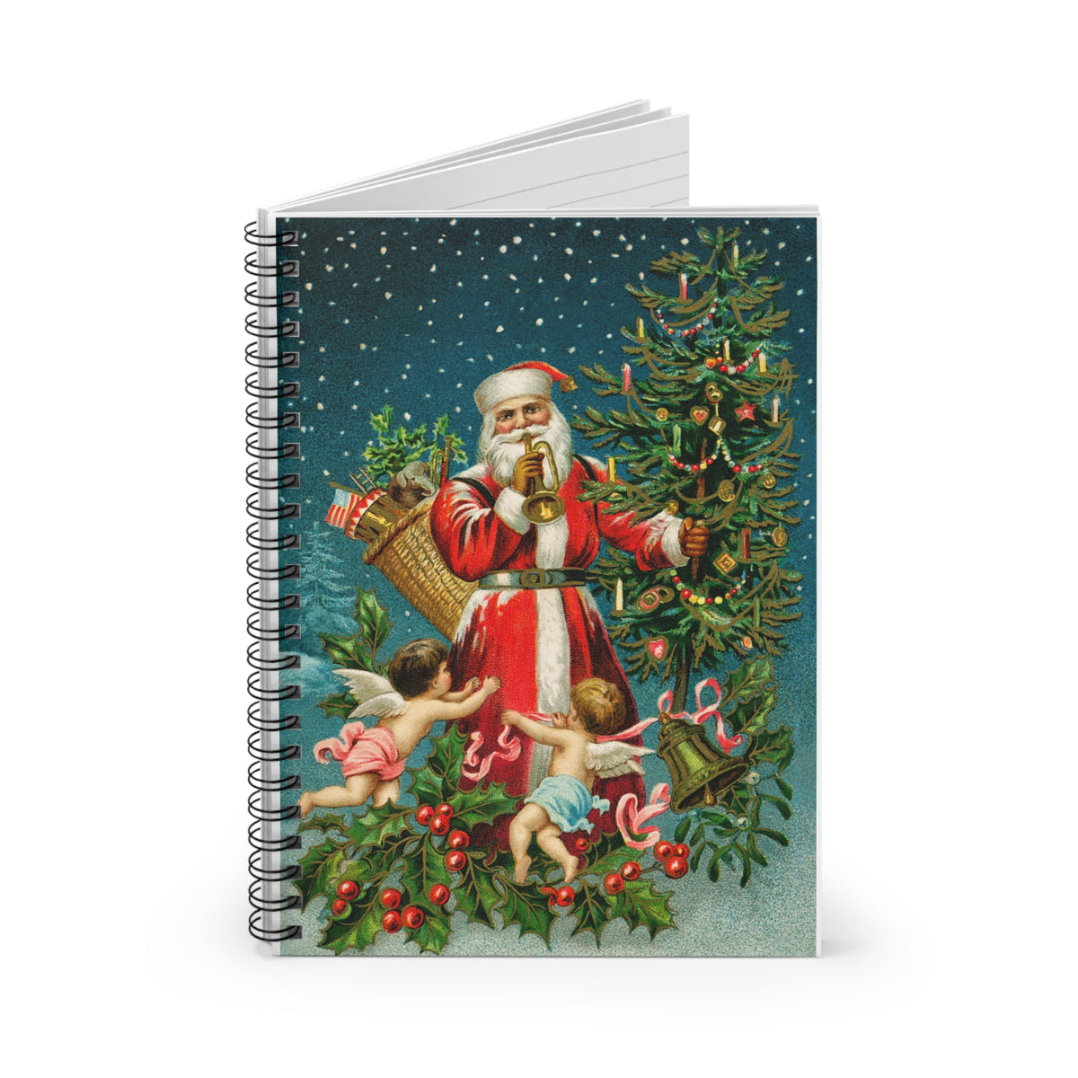 Vintage Santa and Christmas Tree Spiral Notebook