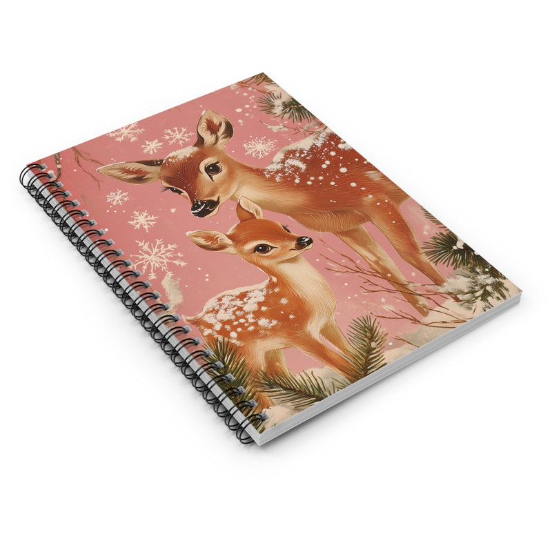 Pink Snow and Deer Christmas Sprial Notebook