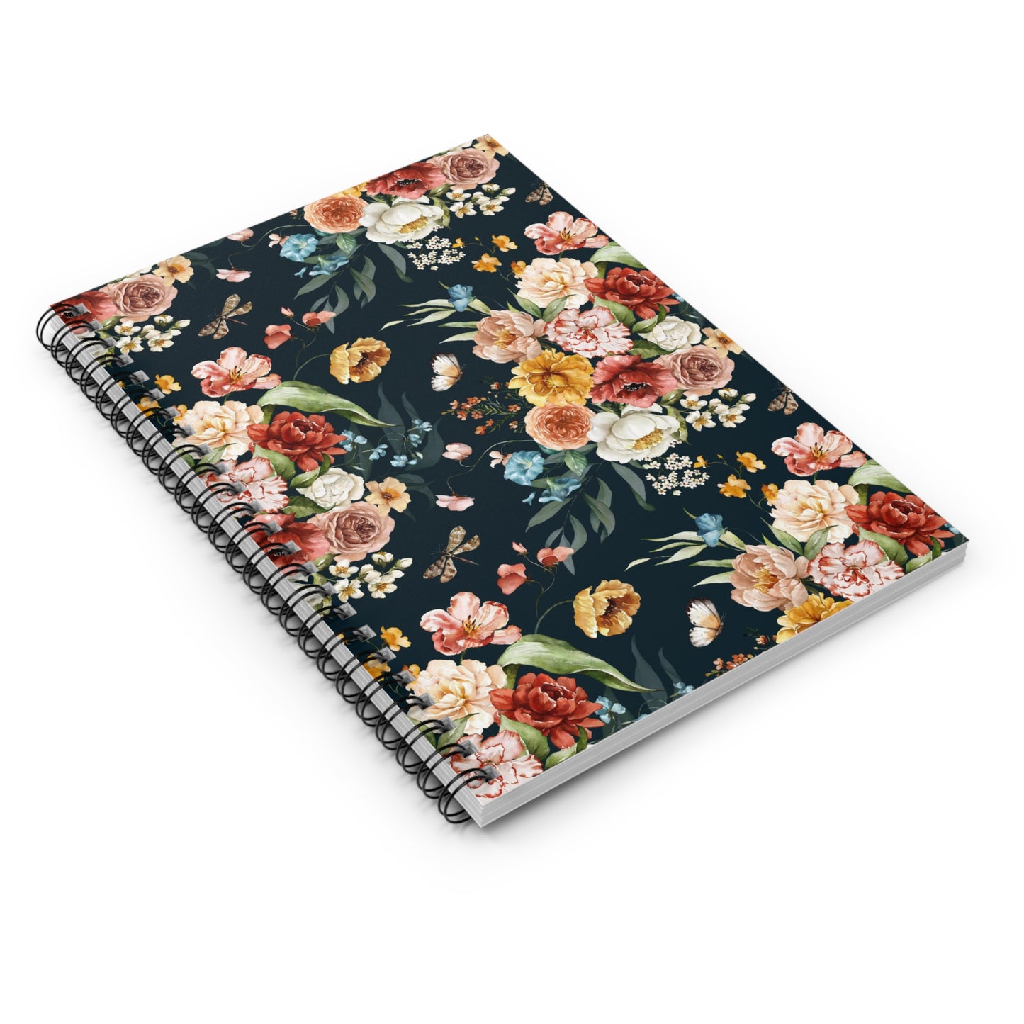Navy Floral Spiral Notebook