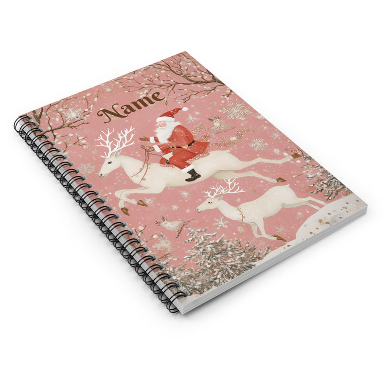 Pink Vintage Snow and Santa Christmas Notebook