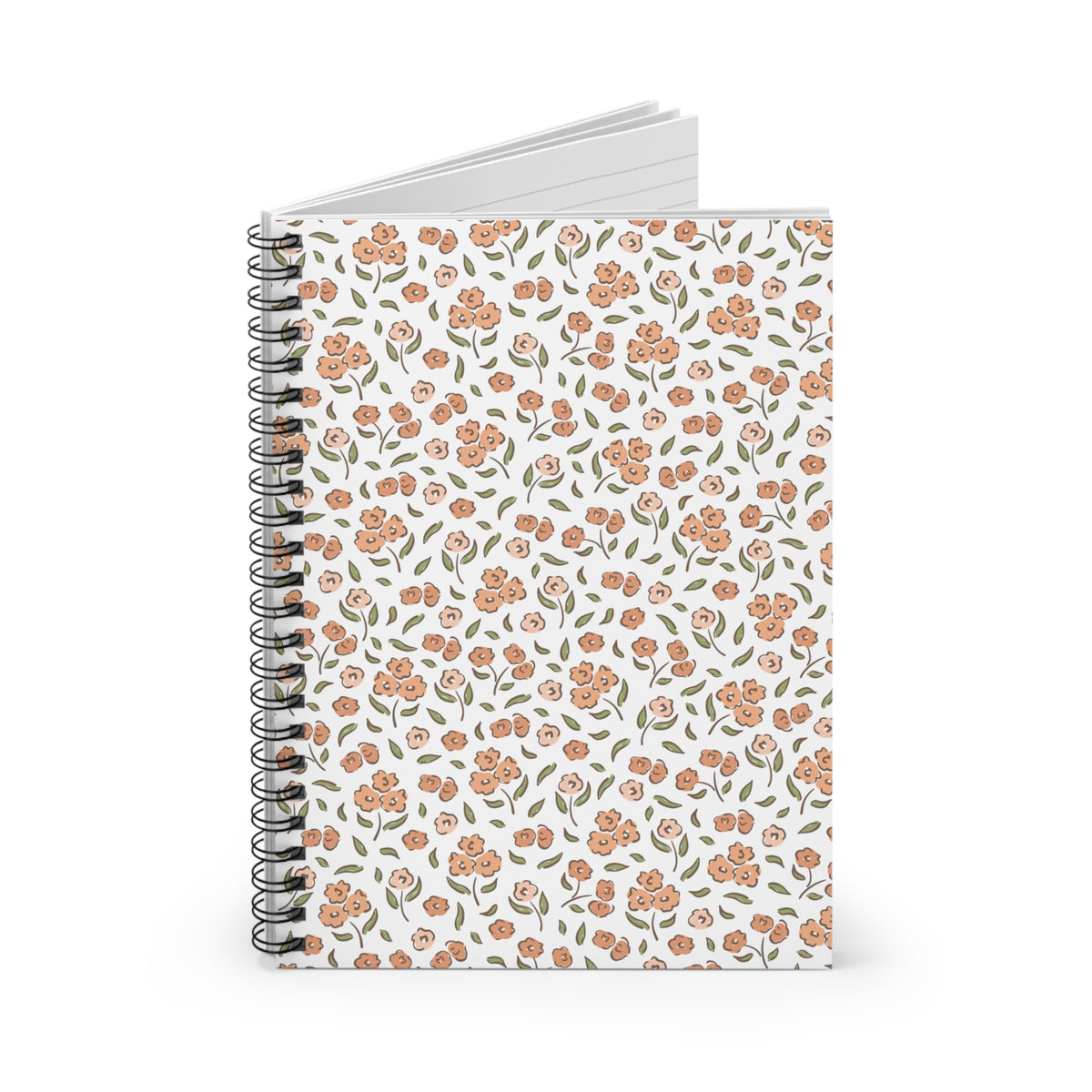 Pink Floral Orange Spiral Notebook