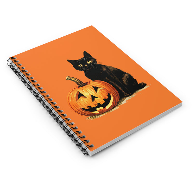 Halloween Black Cat and Pumpkin Notebook