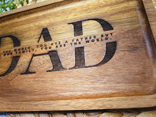 Dad You are the World Engraved Wood Trinket Tray