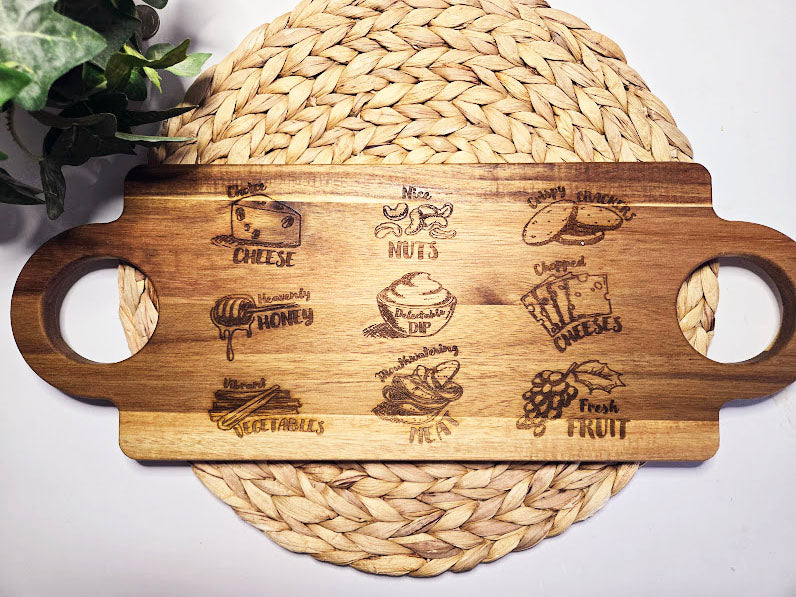 Large Charcuterie Board with Round Handles