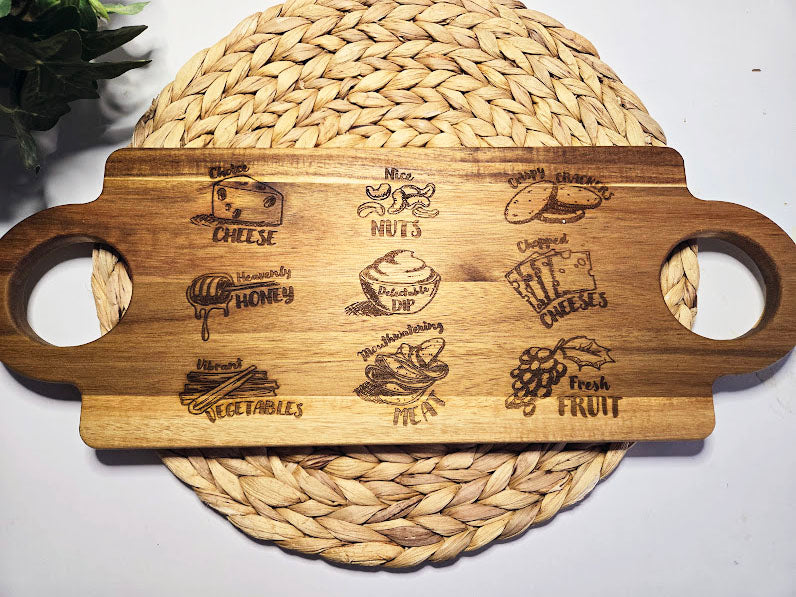 Large Charcuterie Board with Round Handles