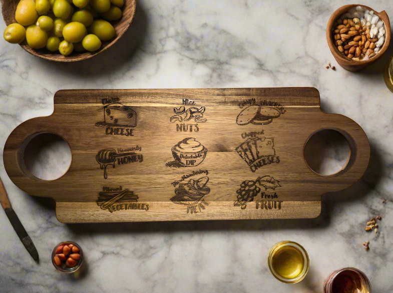 Large Charcuterie Board with Round Handles