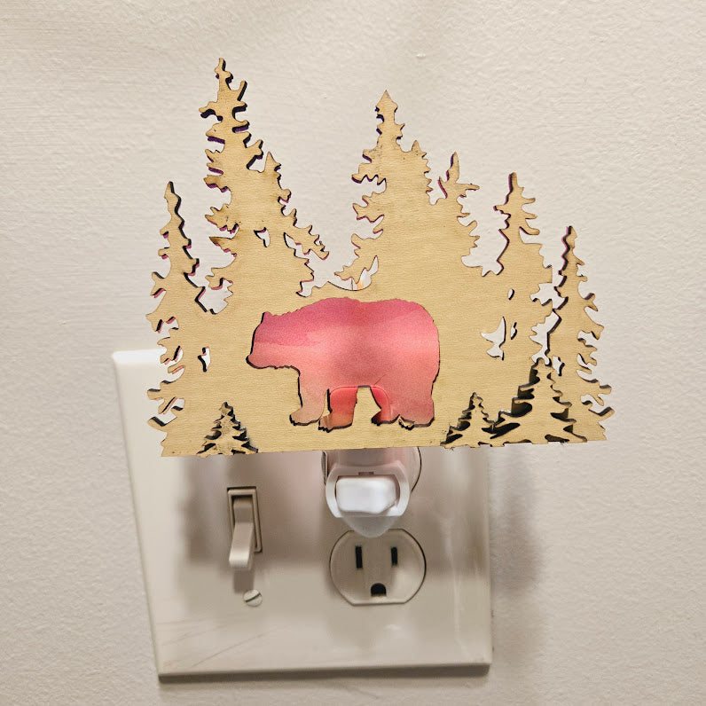 Farmhouse Bear Mountain Trees Night Light