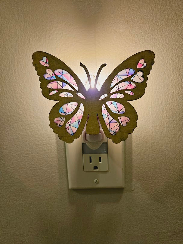 Butterfly Stained Glass Rainbow Night Light