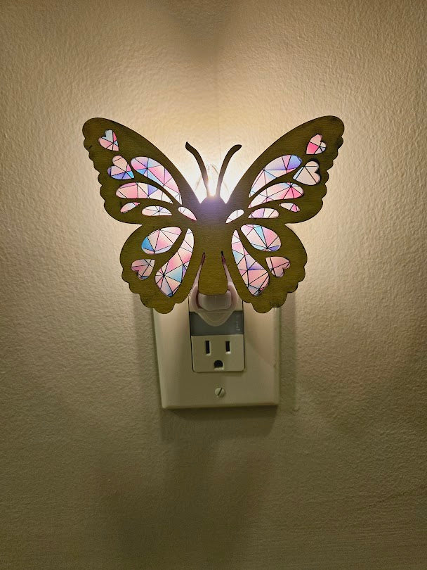 Butterfly Stained Glass Rainbow Night Light