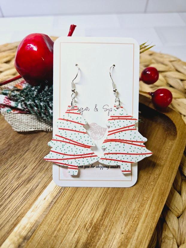 Christmas Tree Snack Cake Dangle Earrings