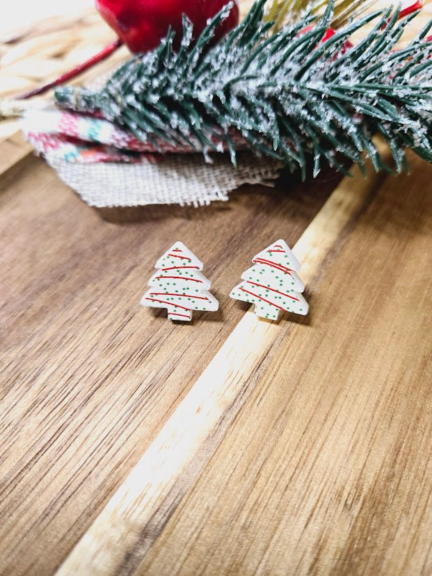 Christmas Tree Snack Cake Stud Earrings