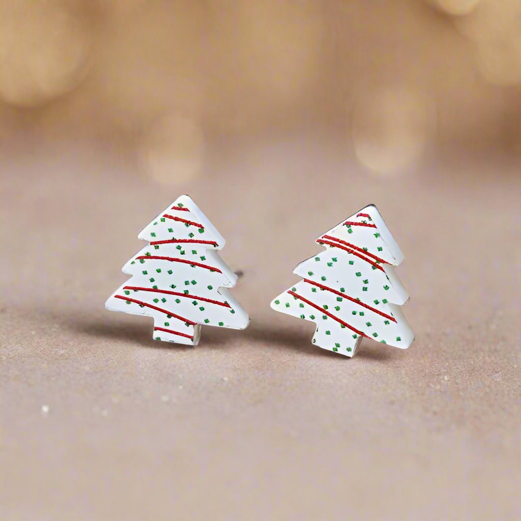 Christmas Tree Snack Cake Stud Earrings