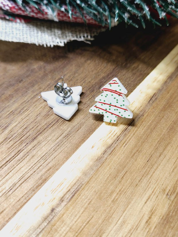 Christmas Tree Snack Cake Stud Earrings