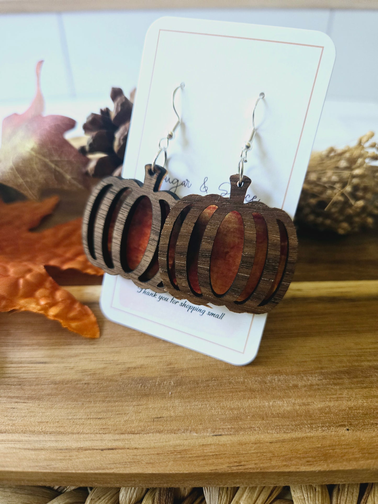 Rustic Fall pumpkin  Earrings