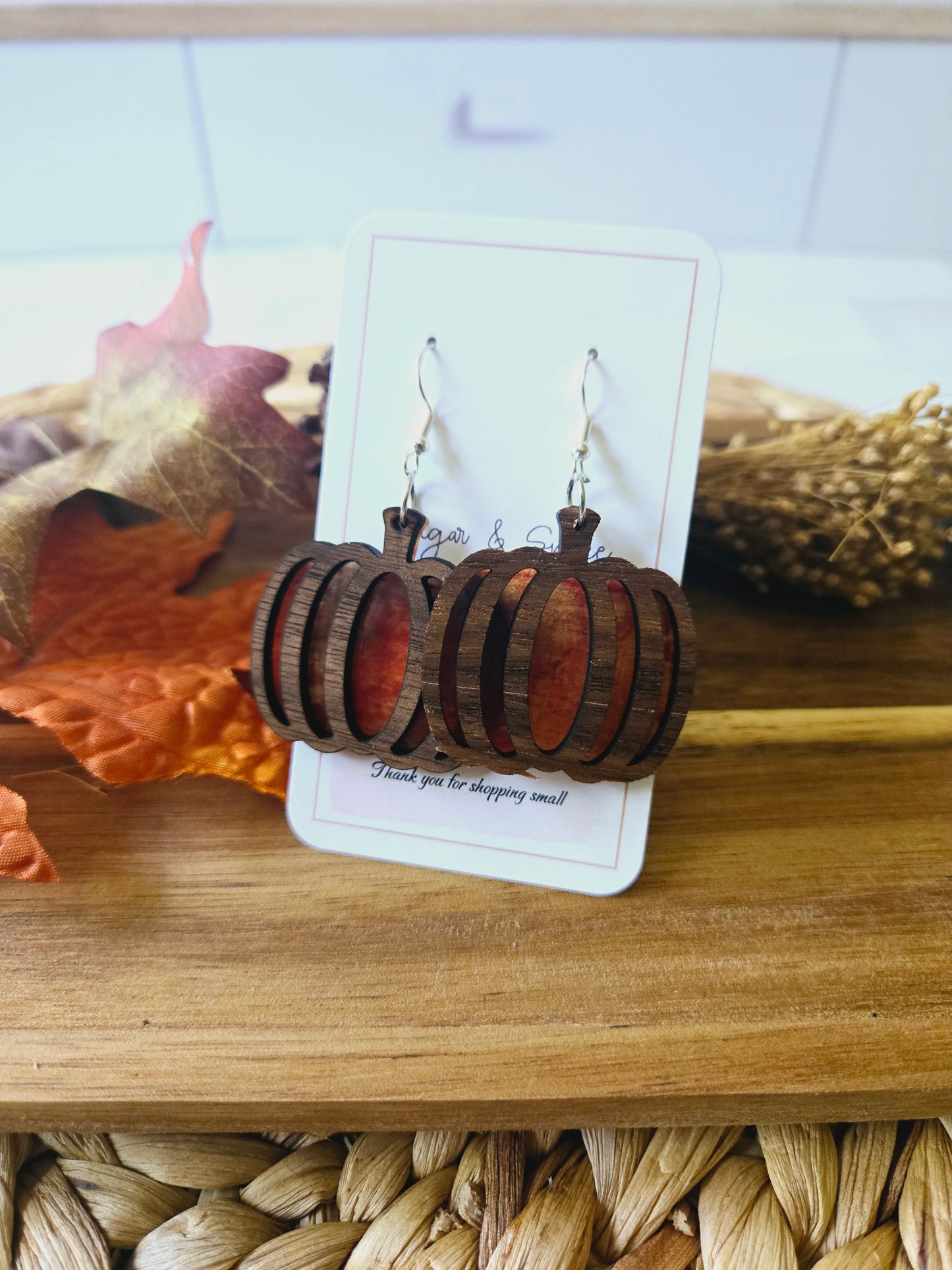 Rustic Fall pumpkin  Earrings