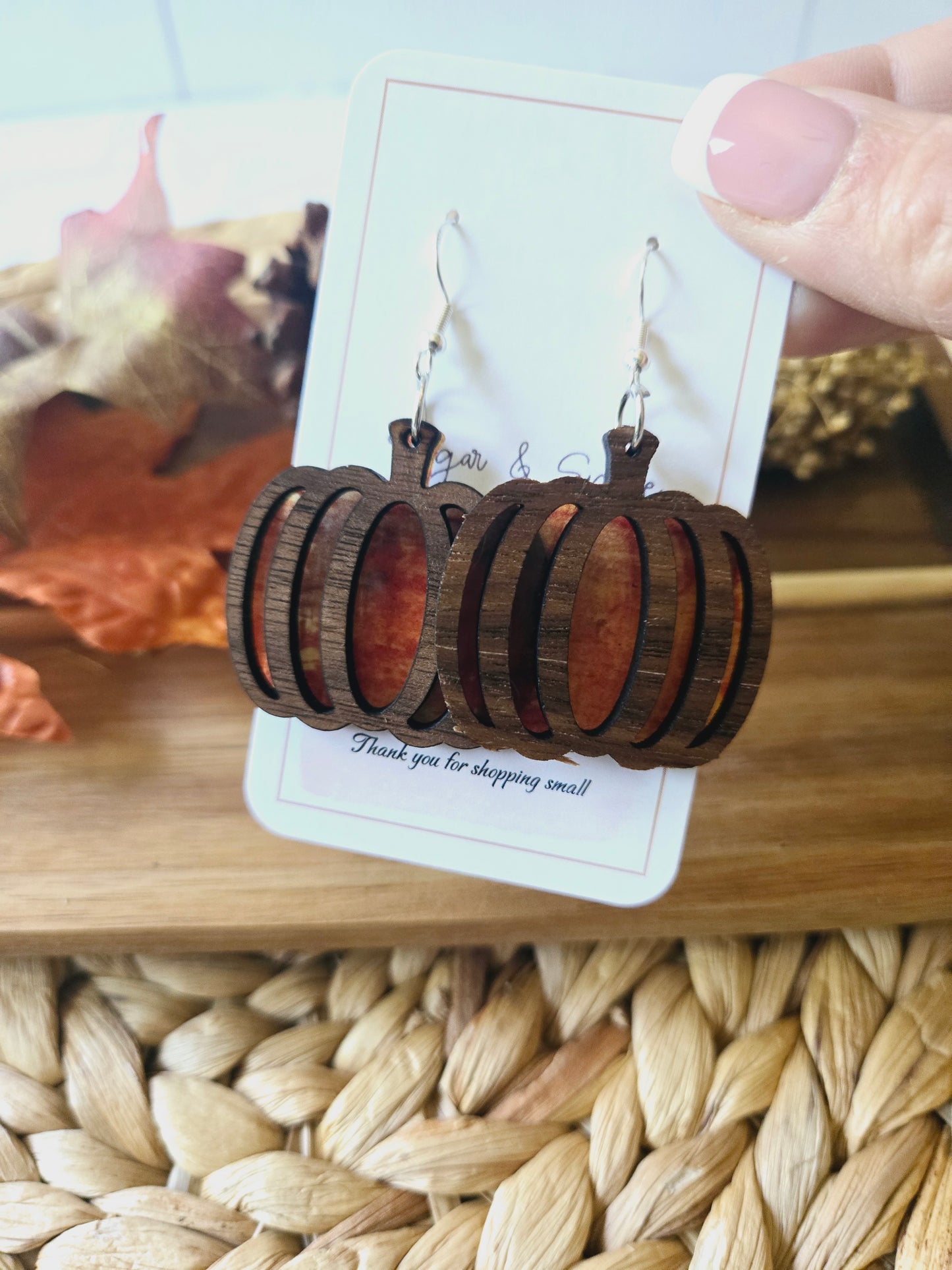 Rustic Fall pumpkin  Earrings