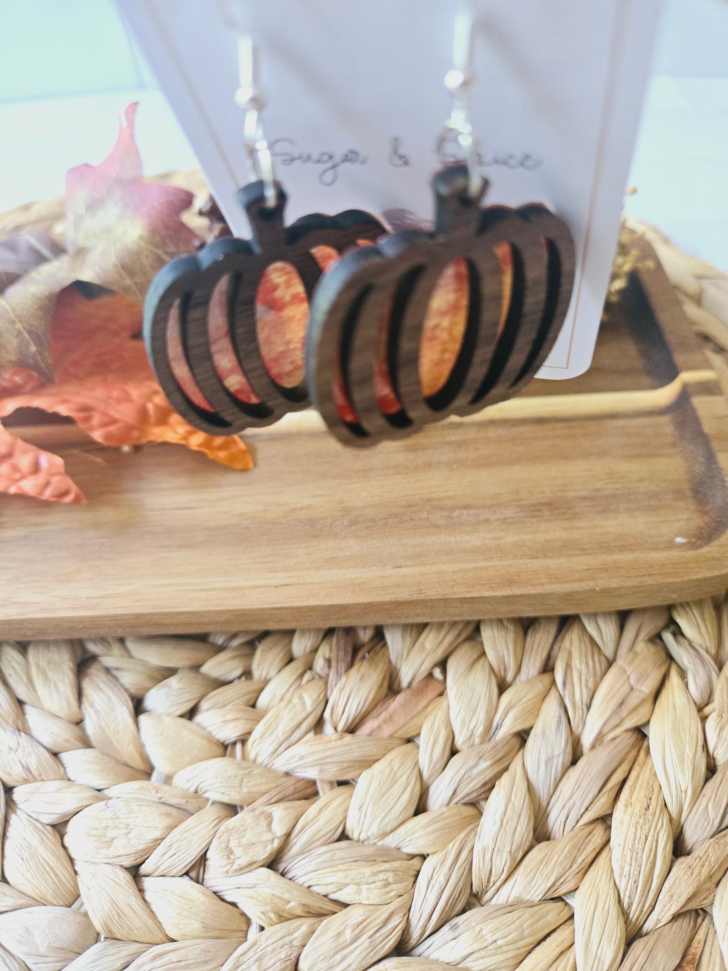 Rustic Fall pumpkin  Earrings