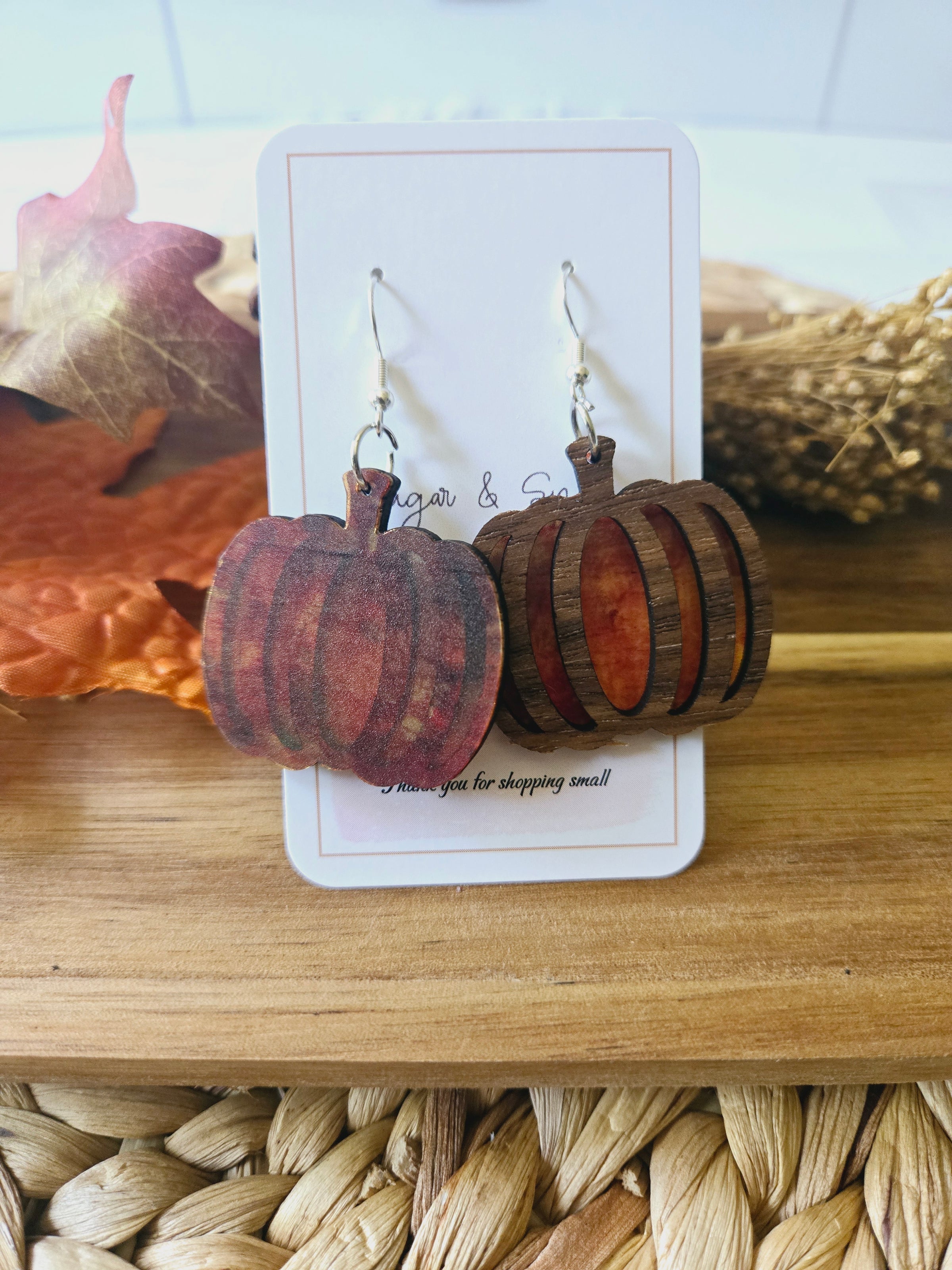 Rustic Fall pumpkin  Earrings