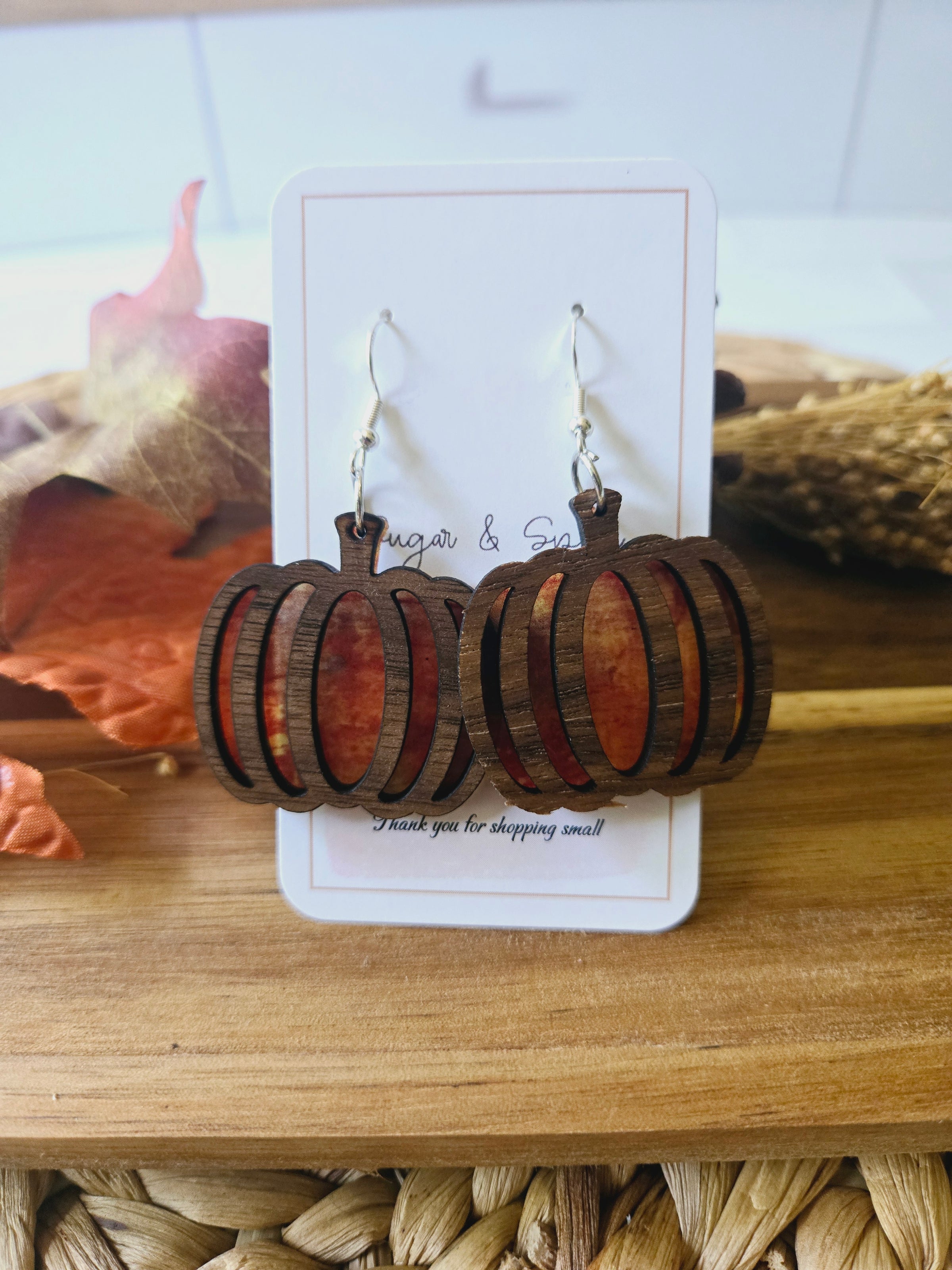 Rustic Fall pumpkin  Earrings