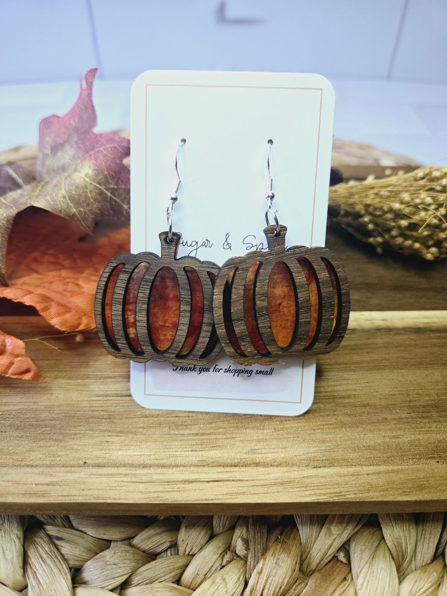 Rustic Fall pumpkin  Earrings