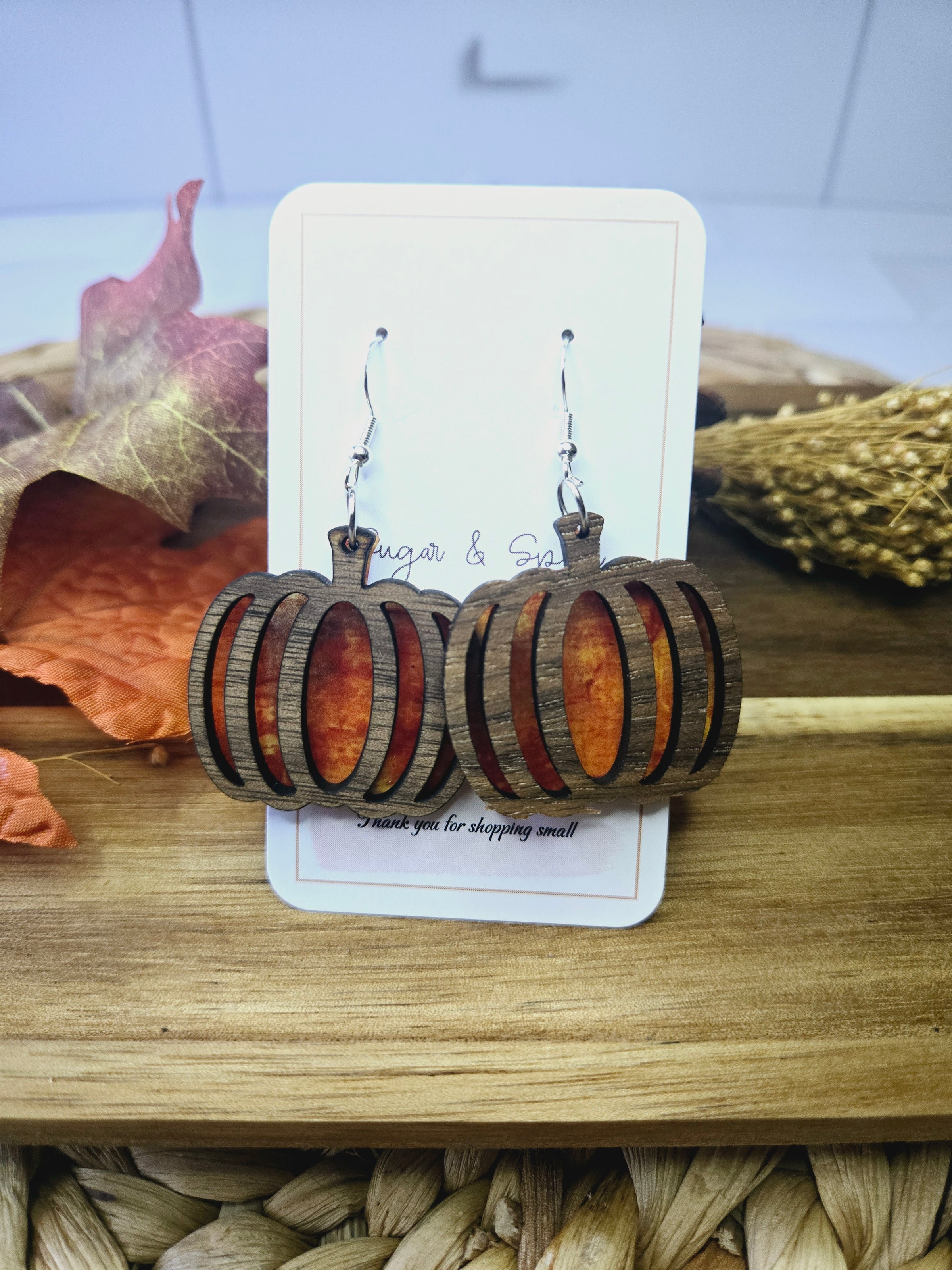 Rustic Fall pumpkin  Earrings