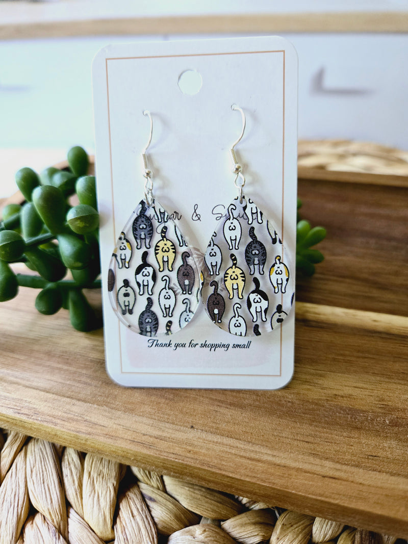 Cat Butt Tear Drop Earrings