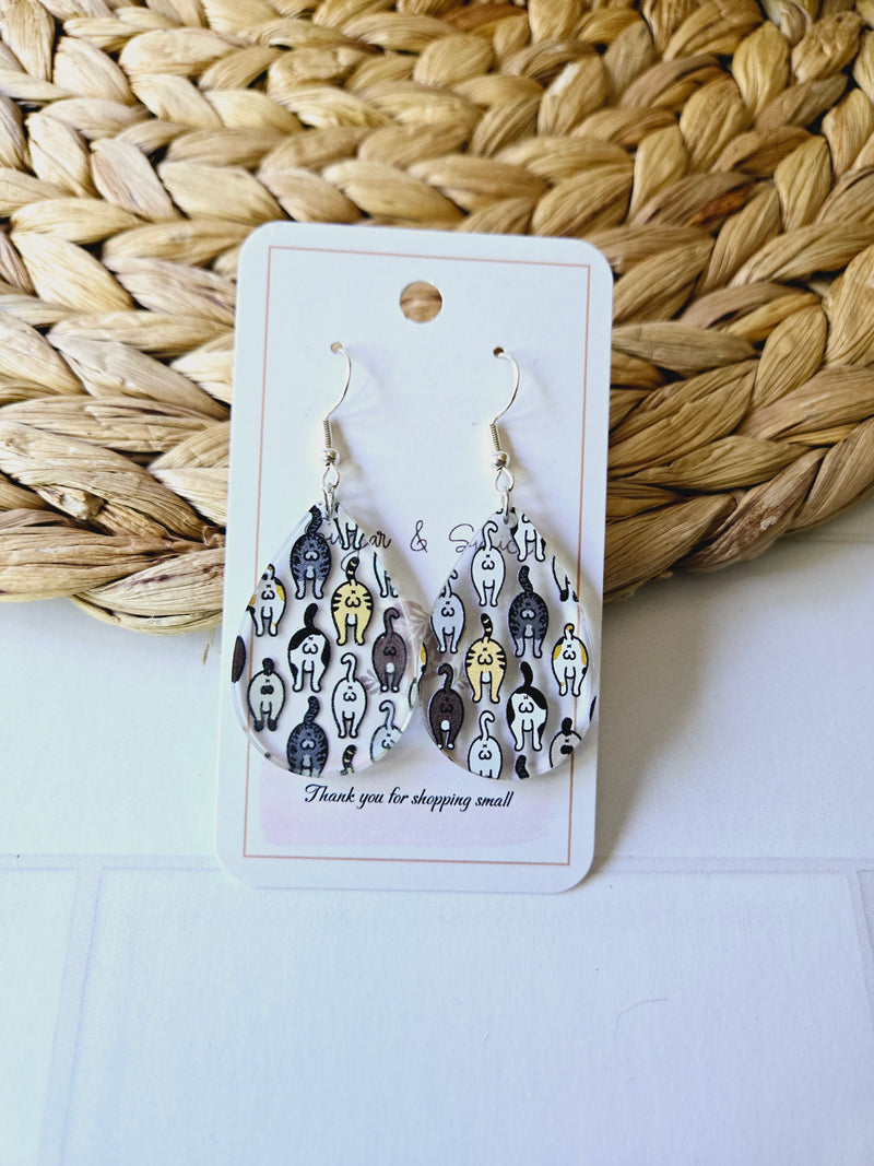 Cat Butt Tear Drop Earrings