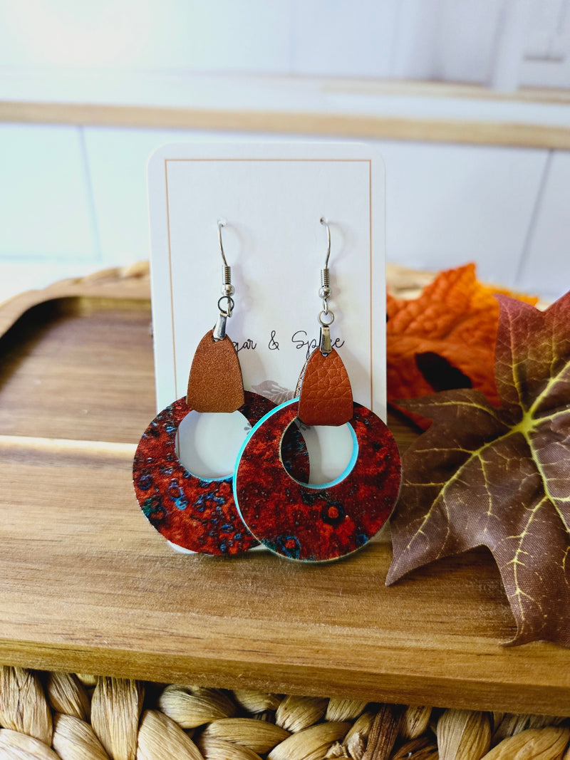 Southwestern Turquoise Acrylic Leather Earrings