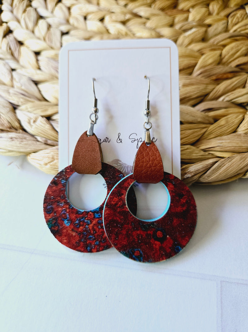 Southwestern Turquoise Acrylic Leather Earrings