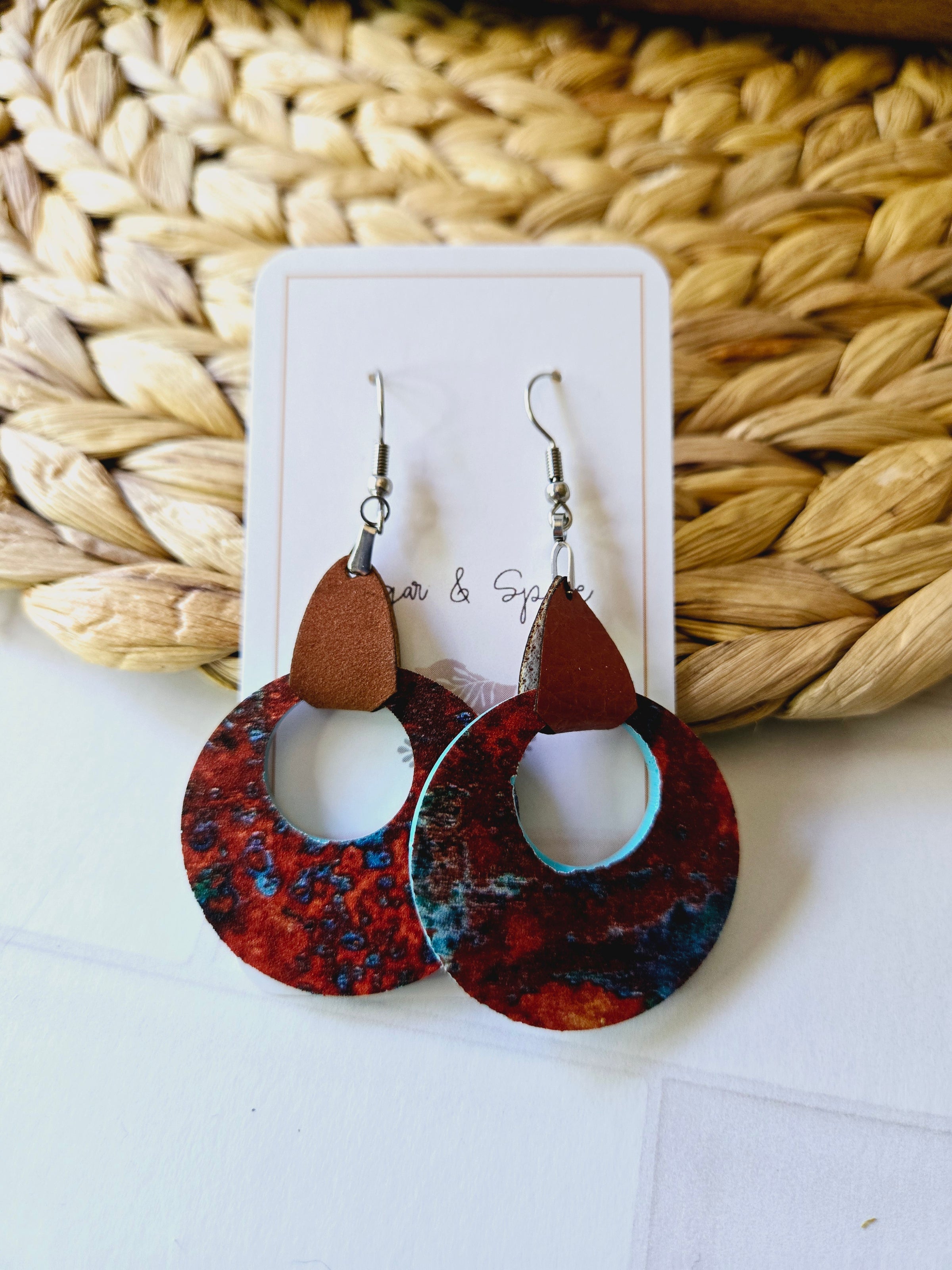 Southwestern Turquoise Acrylic Leather Earrings