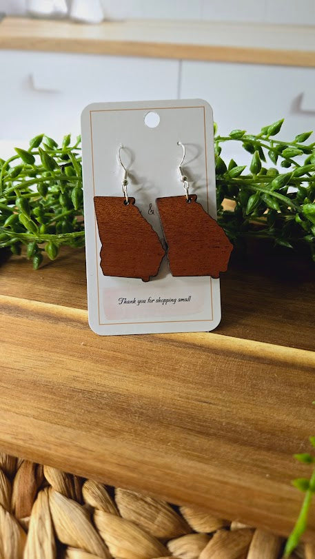 Georgia State Wood Earrings