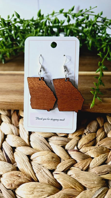 Georgia State Wood Earrings