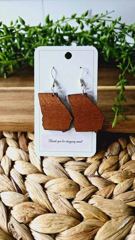 Georgia State Wood Earrings