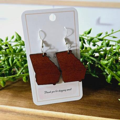 Georgia State Wood Earrings