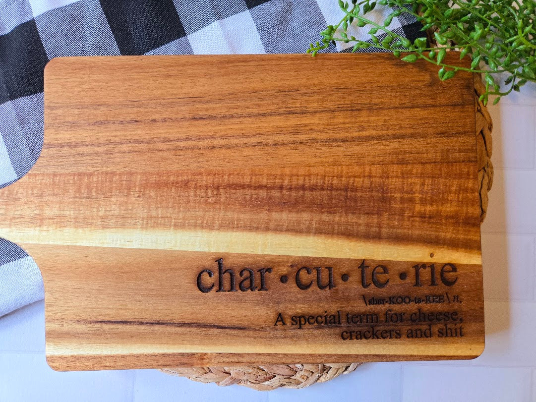 Funny Charcuterie Board - A special term for cheese crackers and shit