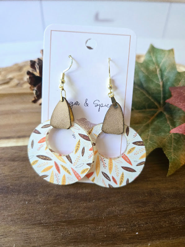 Fall Colorful Leaves with Leather Earrings