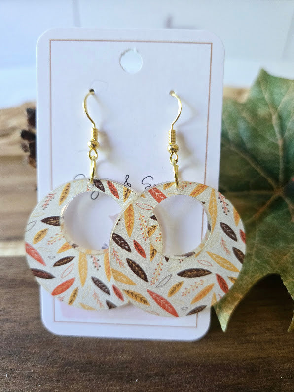 Fall Colorful Leaves with Leather Earrings