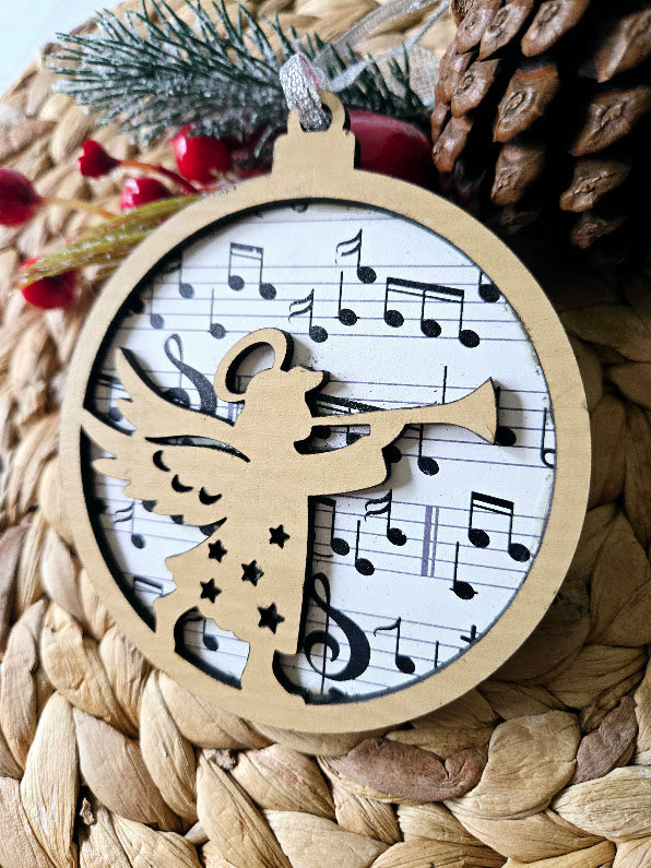 Angel with Music Horn Christmas Ornament