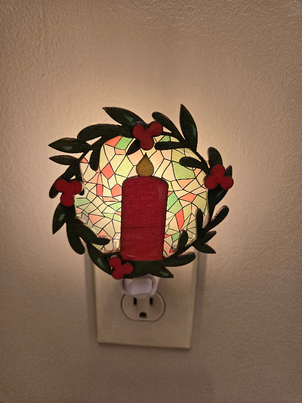 Christmas Wreath with Candle Night Light