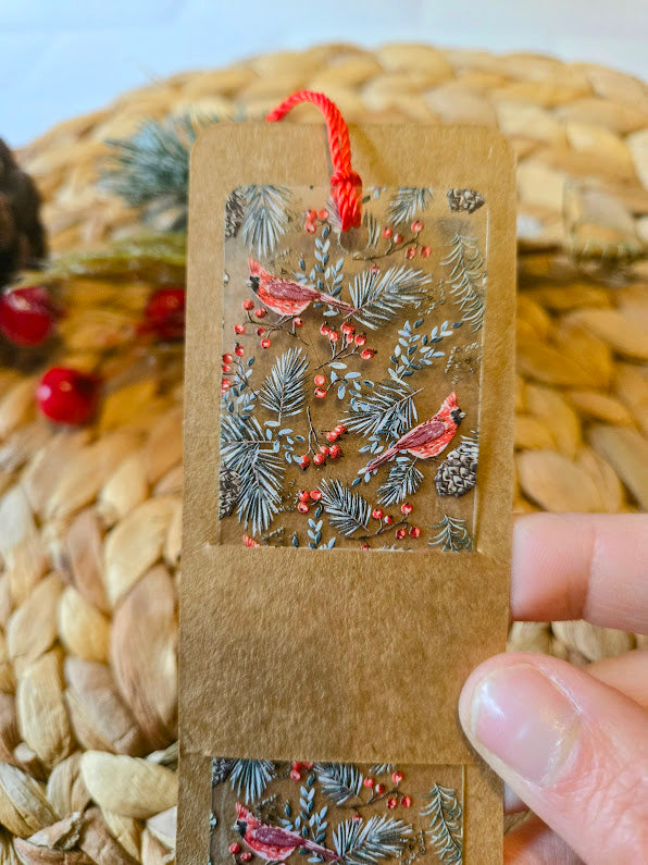 Red Cardinal Frosted Acrylic Bookmark