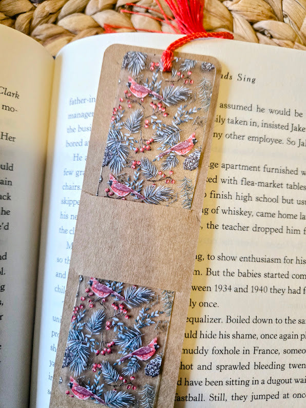 Red Cardinal Frosted Acrylic Bookmark