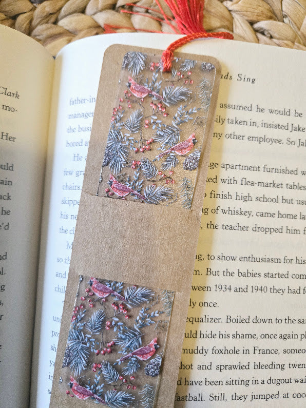 Red Cardinal Frosted Acrylic Bookmark