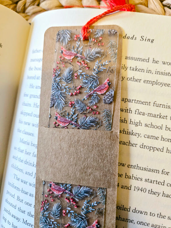 Red Cardinal Frosted Acrylic Bookmark