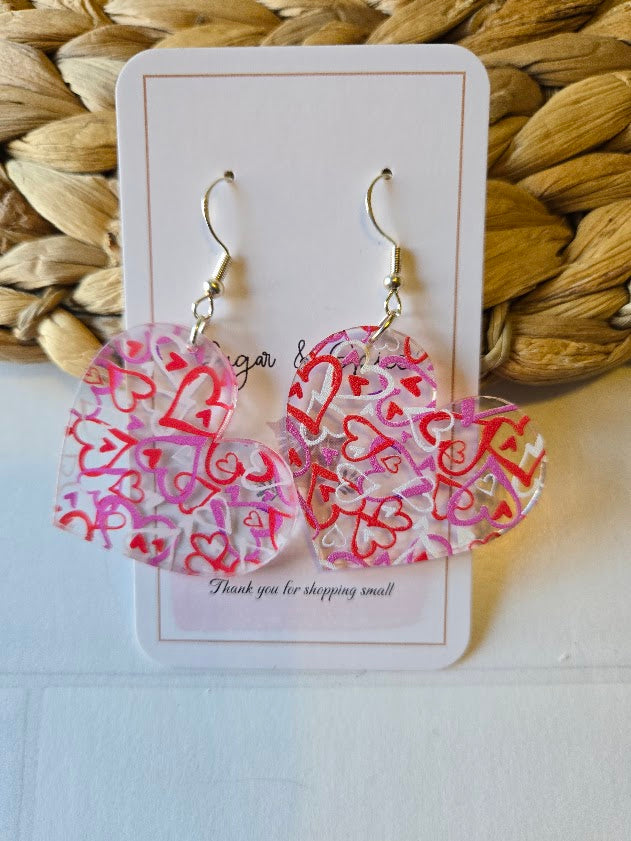 Valentines Day Heart Shape Acrylic Earrings