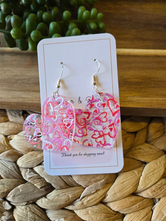 Valentines Day Heart Shape Acrylic Earrings