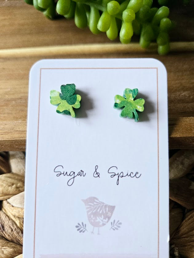 Shamrock Acrylic Stud Earrings