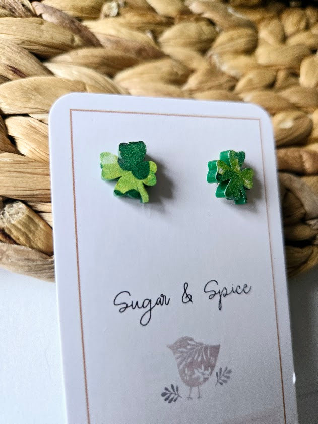 Shamrock Acrylic Stud Earrings