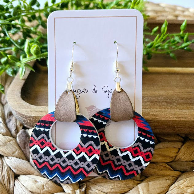 Bohemian Tribal Round Leather Earrings